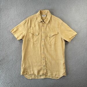 Taylor Stitch‎ Western Shirt Mens 40 Linen Pearl Snap Gold Collared